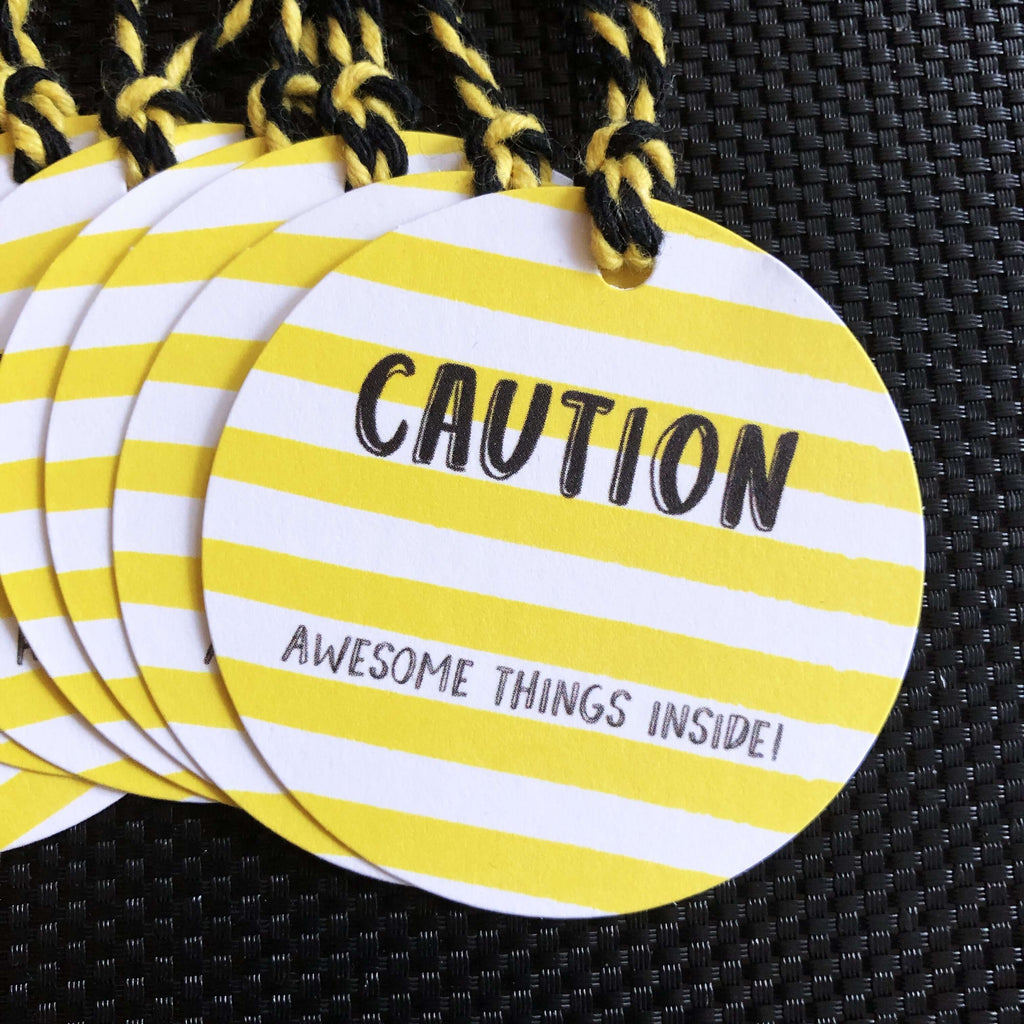 Caution Awesome Things Inside Gift Tag Set - Hue Complete Me