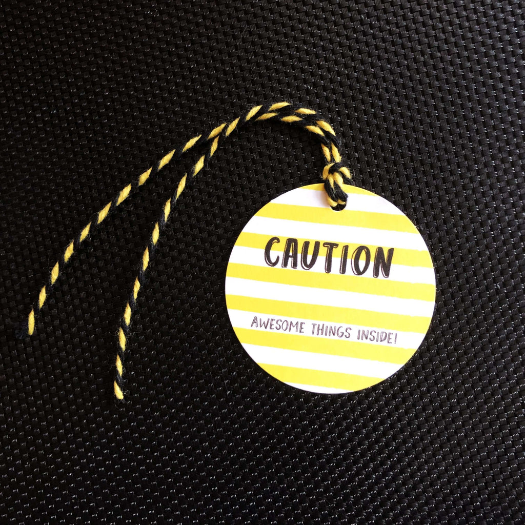Caution Awesome Things Inside Gift Tag Set - Hue Complete Me
