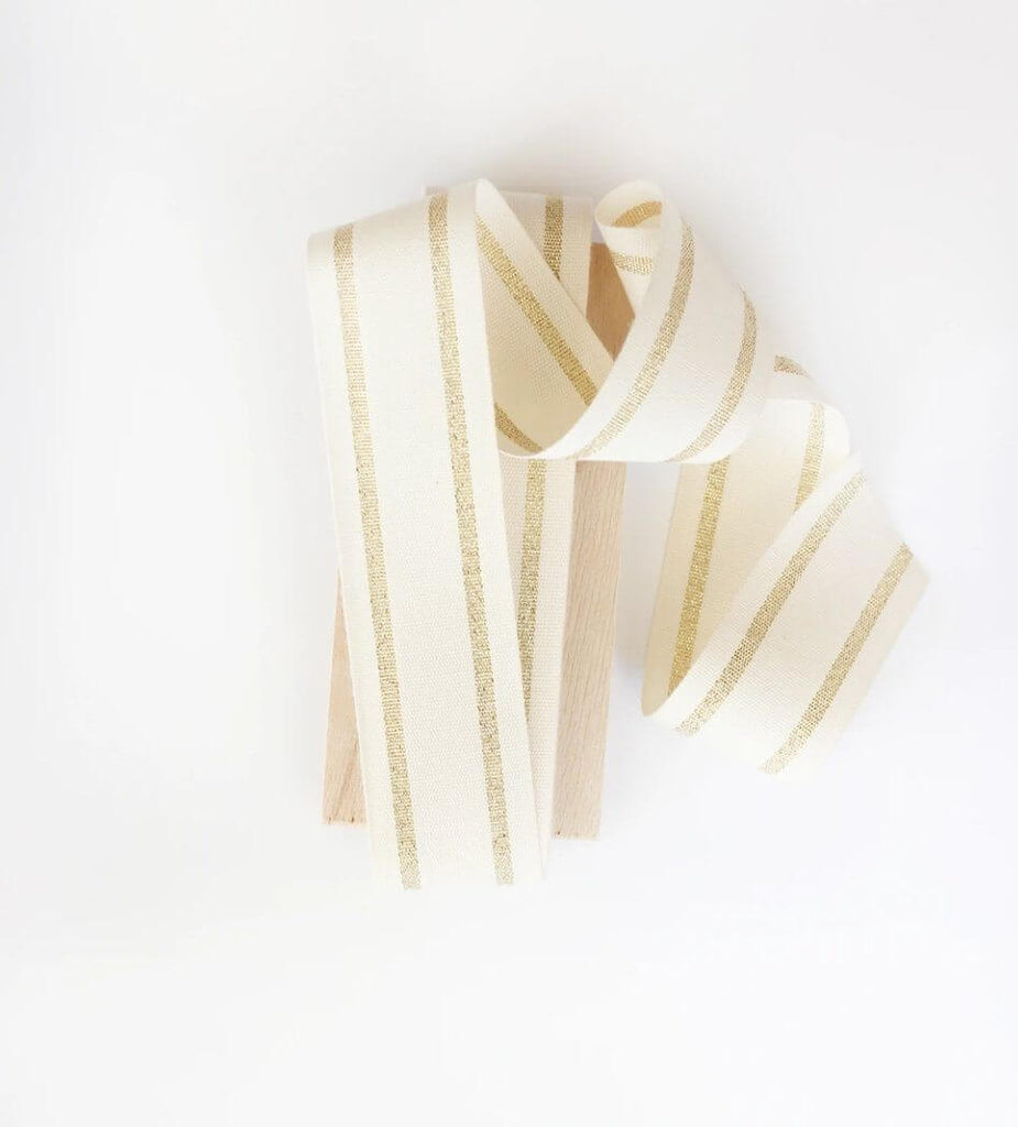 Natural & Gold Wide Cotton Ribbon - Hue Complete Me
