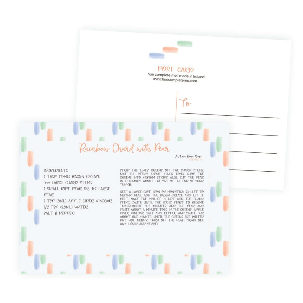 Rainbow Chard Recipe Postcard - Hue Complete Me