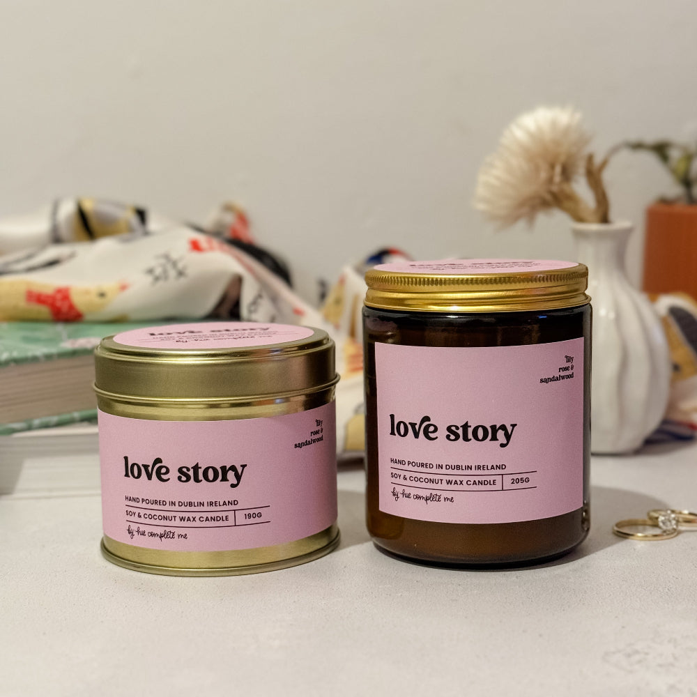 Floral-scented amber candle made in Ireland – Our Love Story edition with 45+ hour burn time for Swiftie weddings