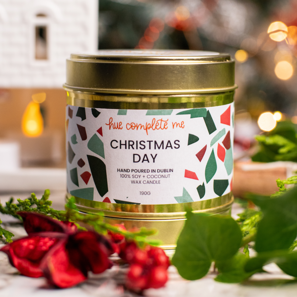 Christmas Day soy and coconut wax candle hand poured in Dublin Ireland