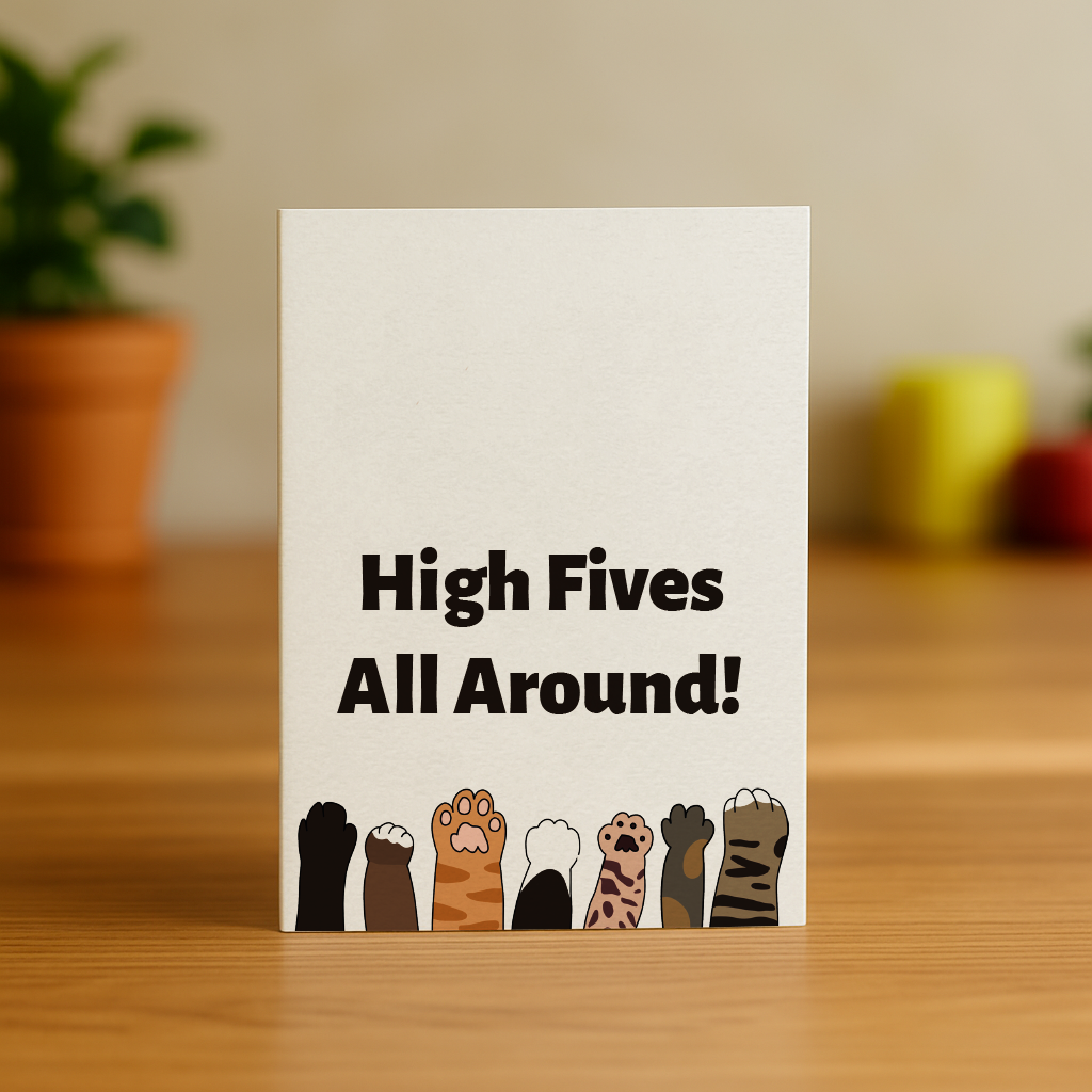 High Fives All Around - Cat Paws Congratulations Card