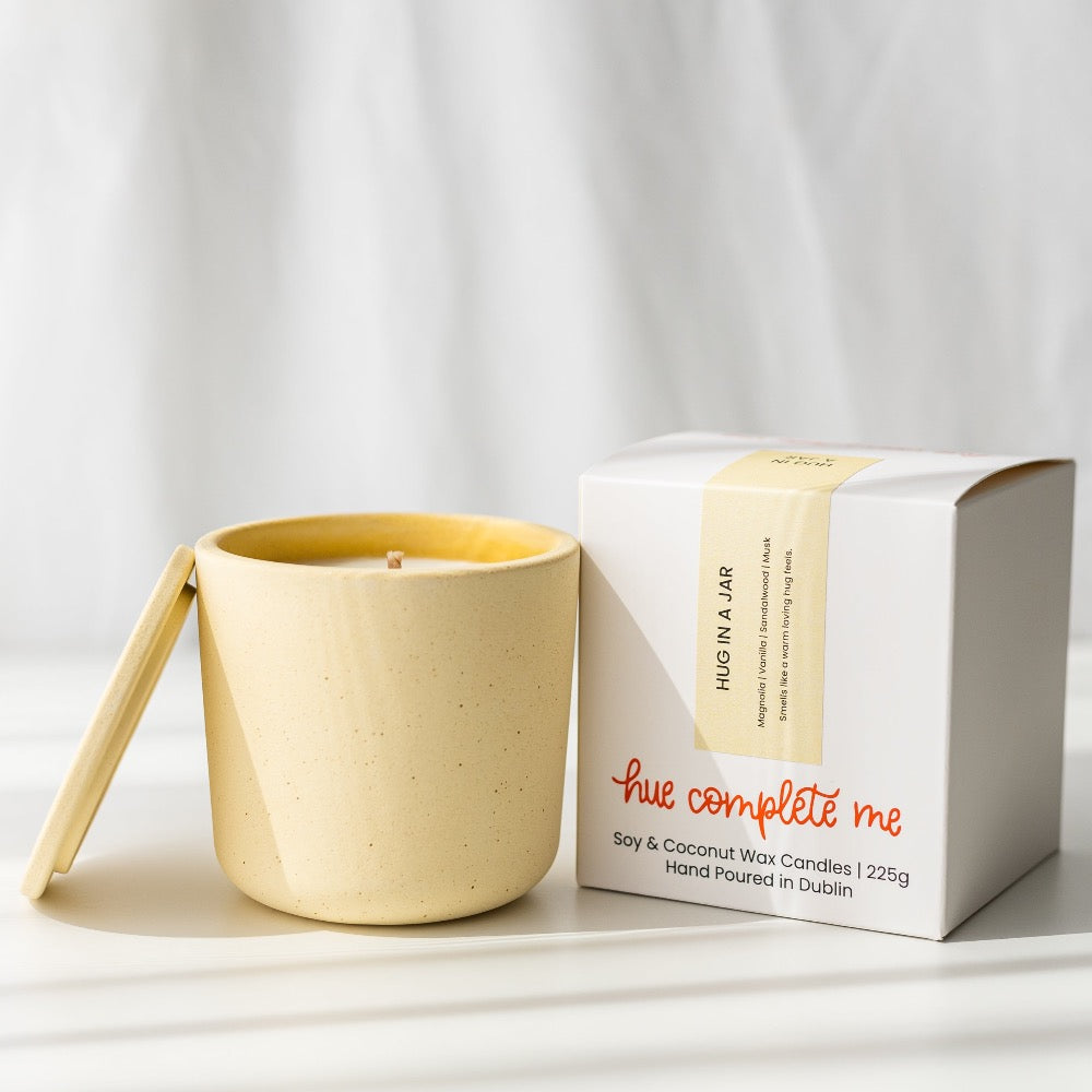 hug in a jar jesmonite candle with gift box