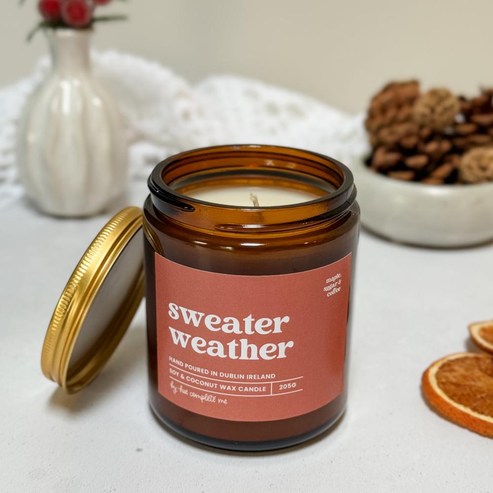 sweater weather winter candle hand poured in small batches in Dublin Ireland