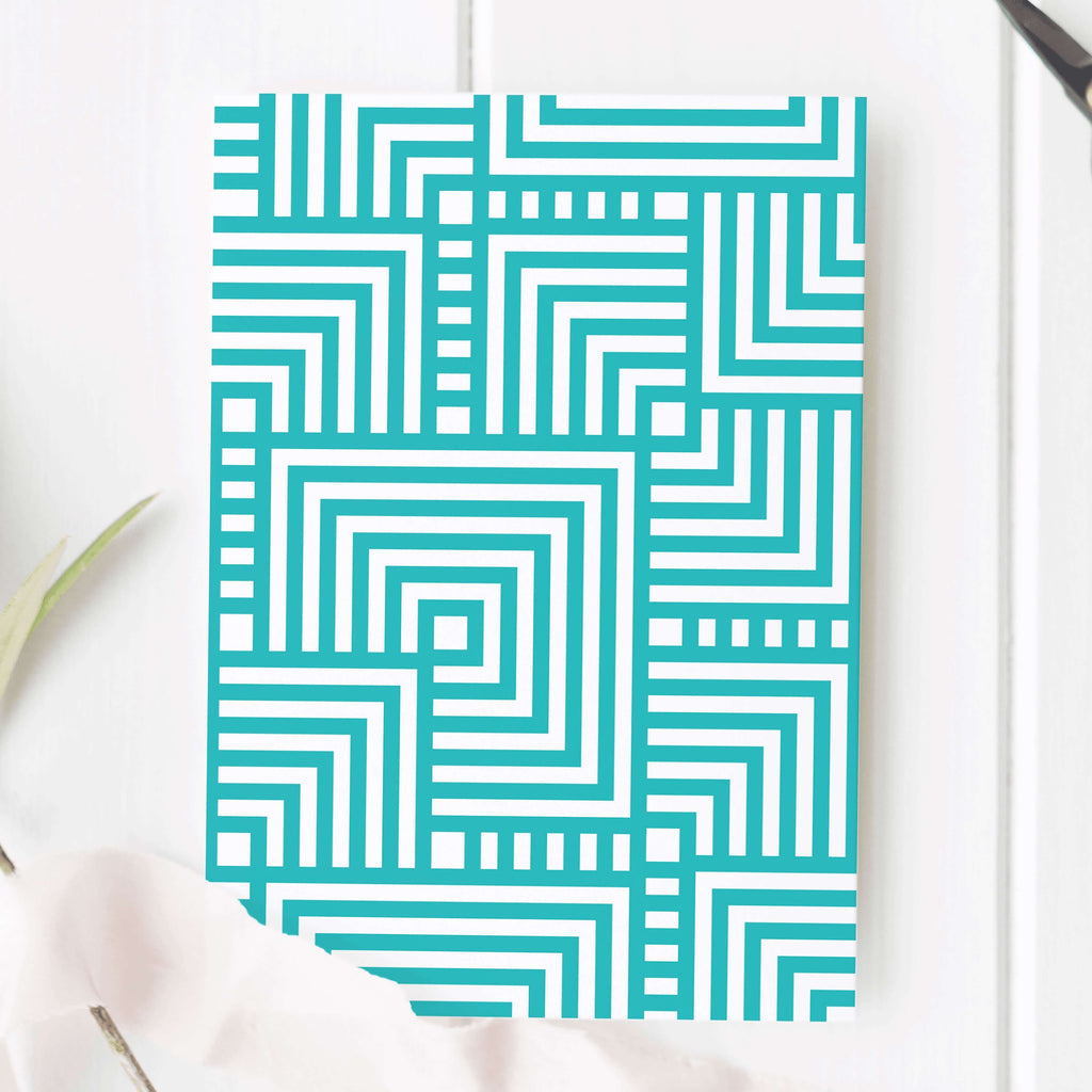 Blank Greeting Card | Teal Geometric Print - Hue Complete Me