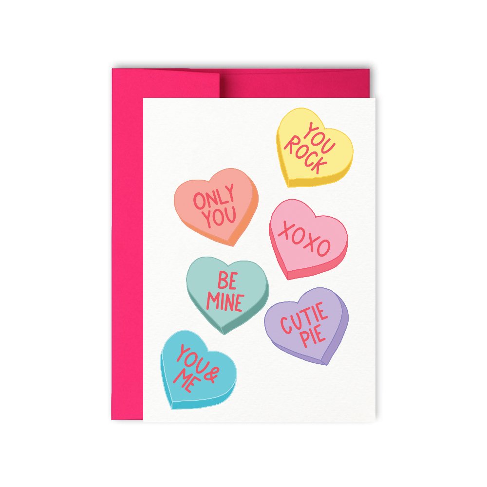 Conversation Hearts Valentine Card - Hue Complete Me