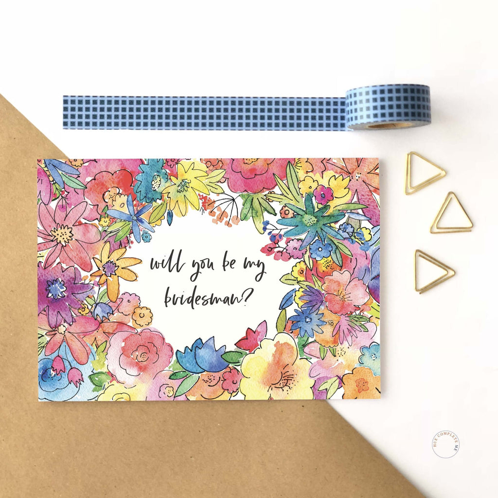 Floral Will You Be My Bridesman Card Greeting Card Hue Complete Me €3