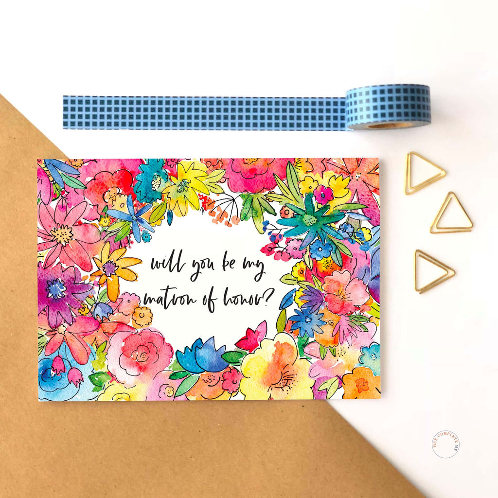Floral Will You Be My Matron Of Honor Card Greeting Card Hue Complete Me €3