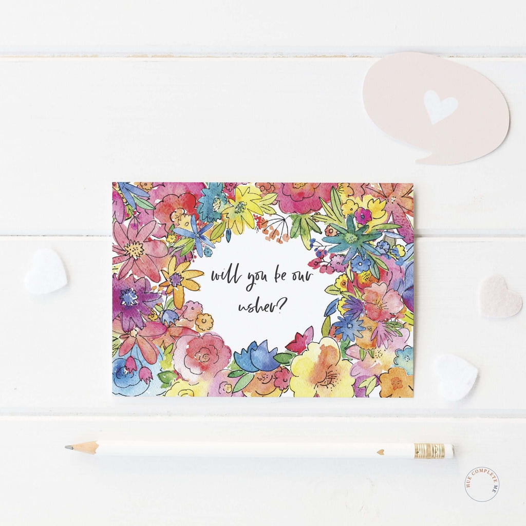Floral Will You Be Our Usher Card Greeting Card Hue Complete Me €3
