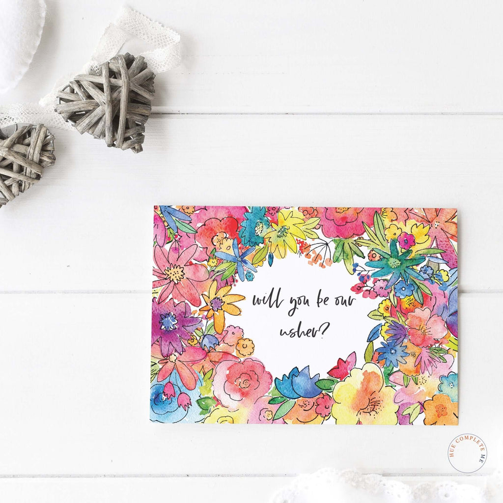 Floral Will You Be Our Usher Card Greeting Card Hue Complete Me €3