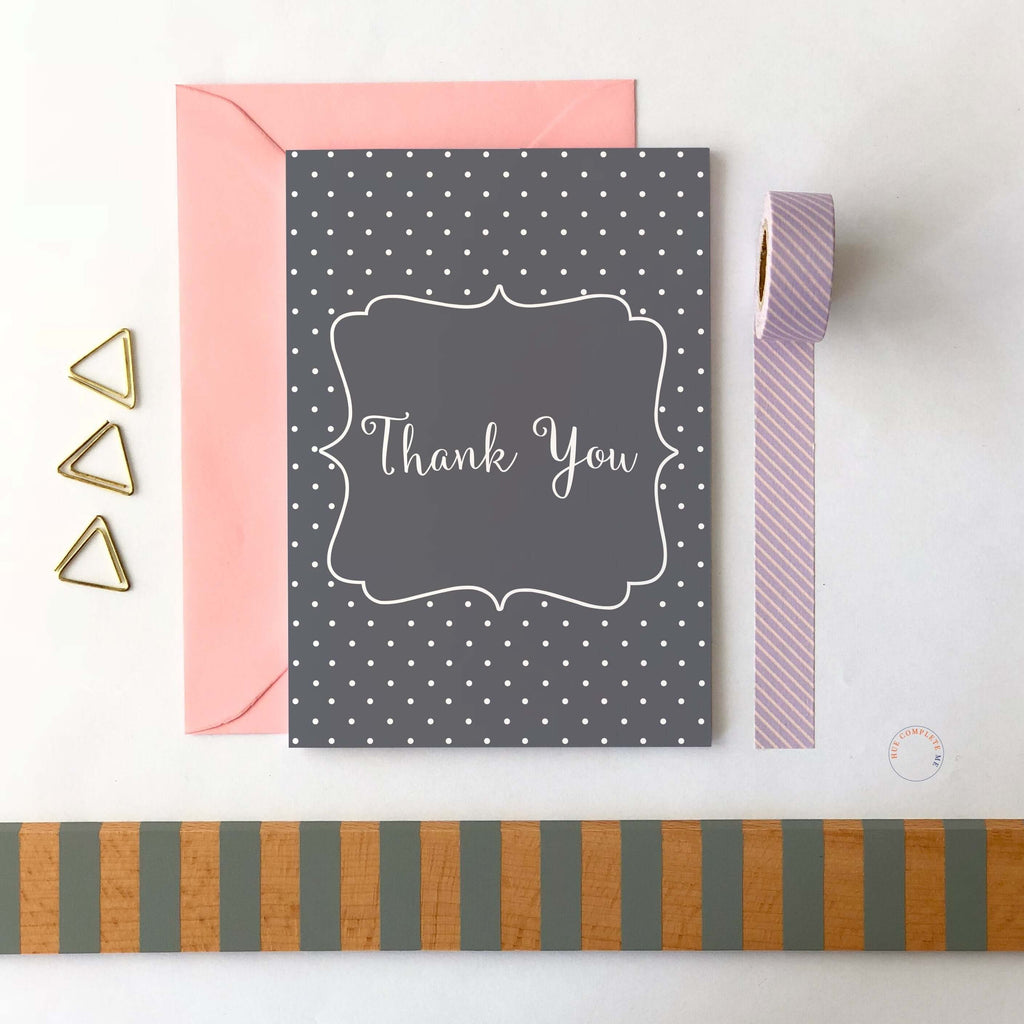 Grey Polka Dot Thank You Card Greeting Card Hue Complete Me €2