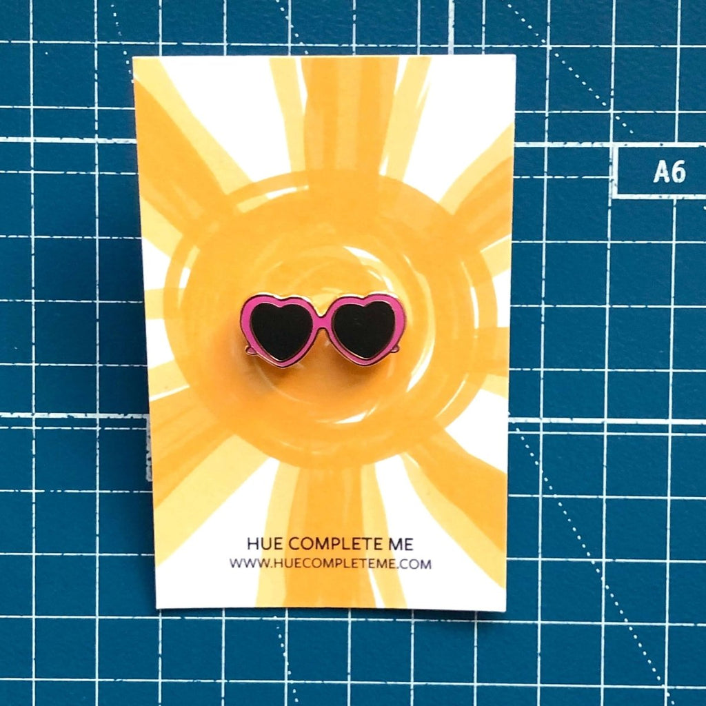 Heart Sunglasses Enamel Pin - Hue Complete Me