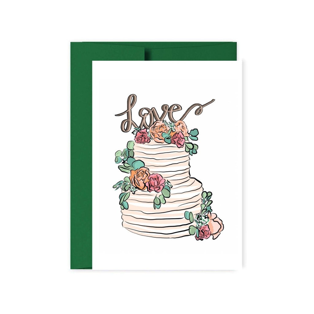 Love Illustrated Wedding Cake Card - Hue Complete Me