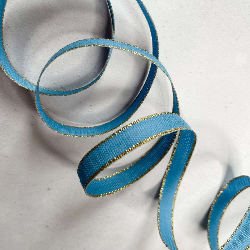 Metallic Ocean Blue Cotton Ribbon - Hue Complete Me