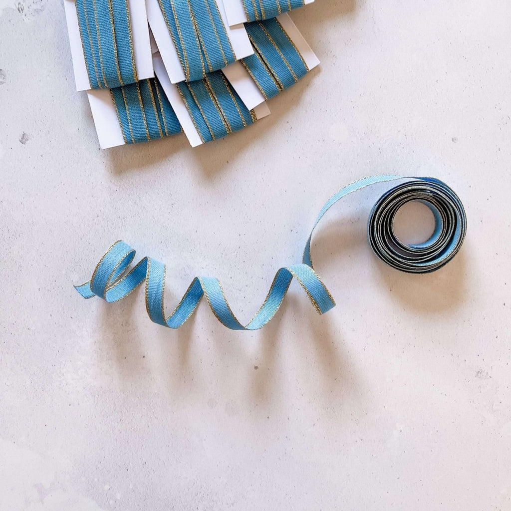 Metallic Ocean Blue Cotton Ribbon - Hue Complete Me