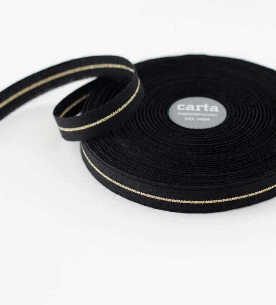 Metallic Stripe Black & Gold Cotton Ribbon - Hue Complete Me