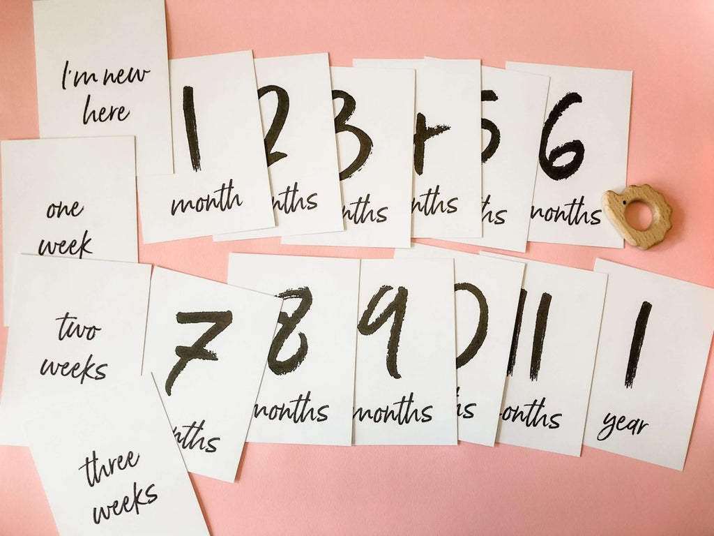 Minimal Brush Calligraphy Baby Milestone Cards - Hue Complete Me