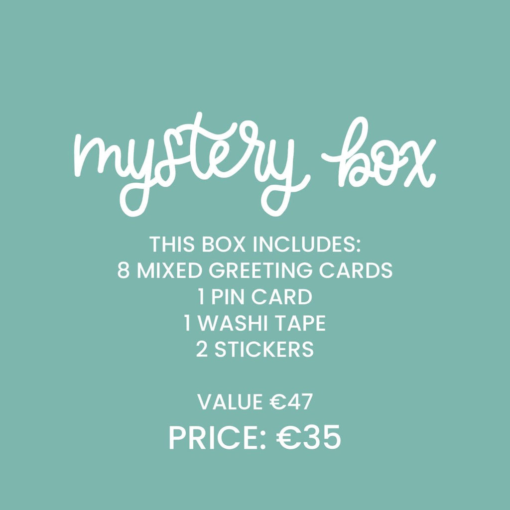 Mystery Box - 8 Greeting Cards, 1 Pin Card, 1 Washi Tape and 2 Stickers - Hue Complete Me