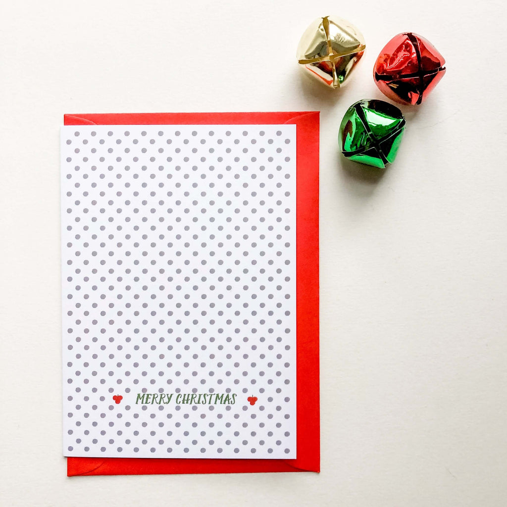Polka Dot Merry Christmas Card Set of 6 Greeting Card Hue Complete Me €14