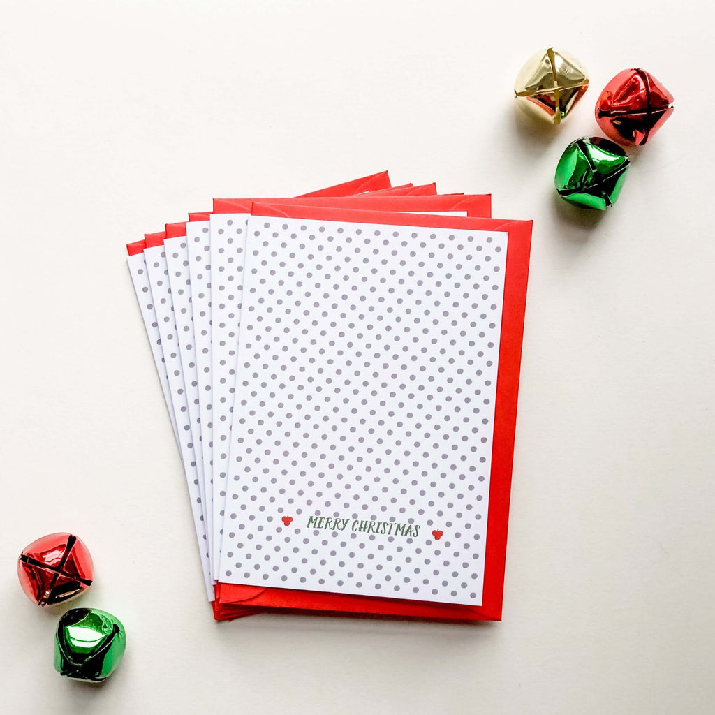 Polka Dot Merry Christmas Card Set of 6 Greeting Card Hue Complete Me €14
