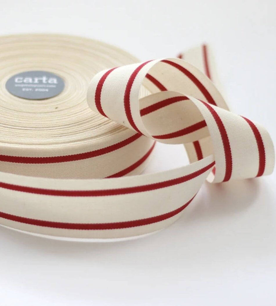 Red & White Wide Cotton Ribbon - Hue Complete Me