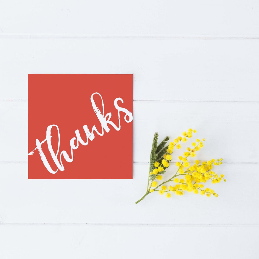 Set of 15 Square Red Calligraphy Thanks Card Greeting Card Hue Complete Me €15