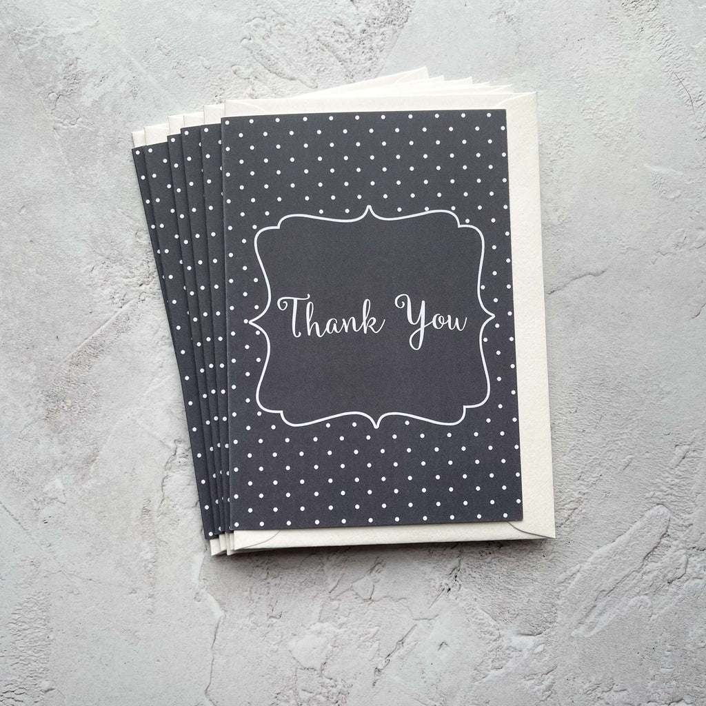 Set of 6 Grey Polka Dot Thank You Cards Greeting Card Hue Complete Me €15
