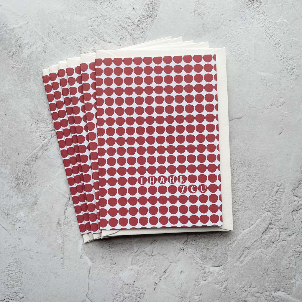 Set of 6 Maroon Polka Dot Thank You Cards Greeting Card Hue Complete Me €15