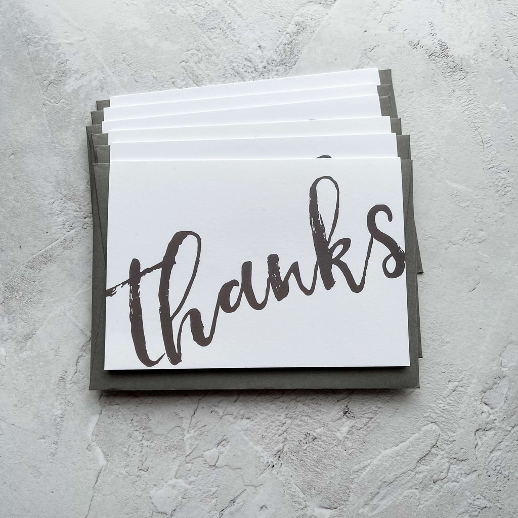 Set of 6 Thanks Calligraphy Thank You Cards Greeting Card Hue Complete Me €15