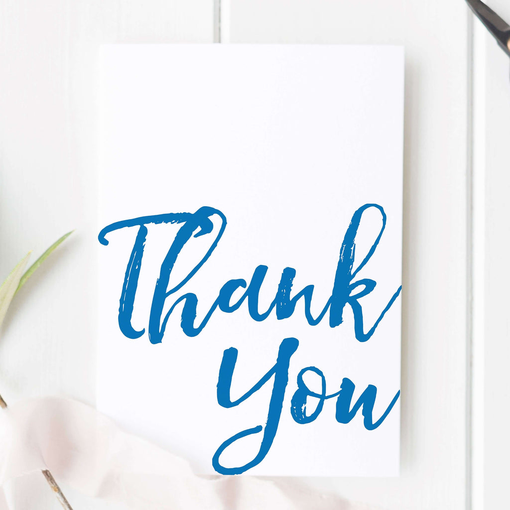 Thank You Blue Calligraphy Card Greeting Card Hue Complete Me €2