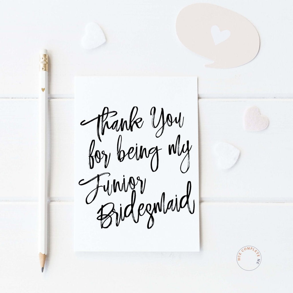 Thank You For Being My Junior Bridesmaid Card - Hue Complete Me