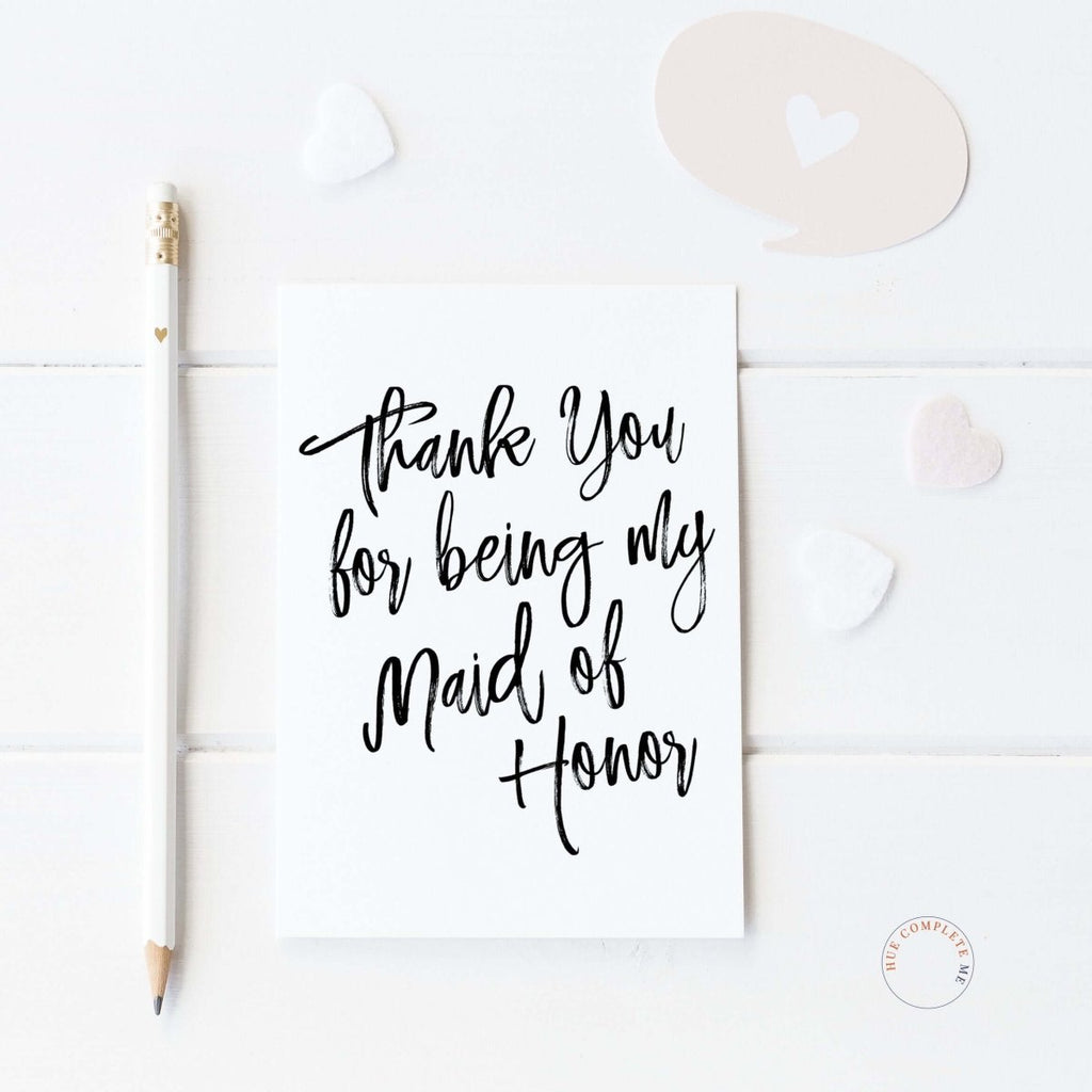 Thank You Maid Of Honor Card - Hue Complete Me