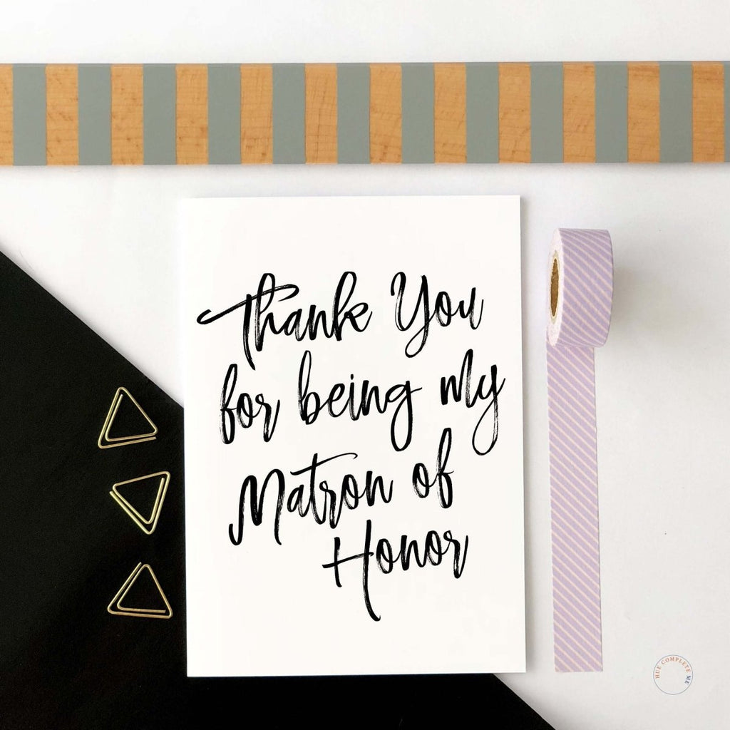 Thank You Matron Of Honor Card - Hue Complete Me