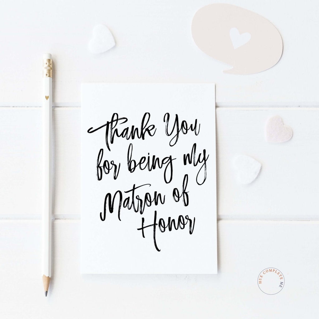 Thank You Matron Of Honor Card - Hue Complete Me