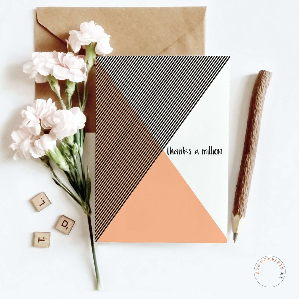 Thanks A Million Black and Orange Stripes Greeting Card Hue Complete Me €2