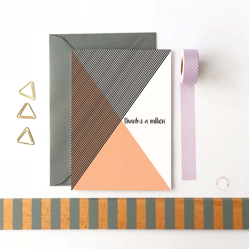 Thanks A Million Black and Orange Stripes Greeting Card Hue Complete Me €2