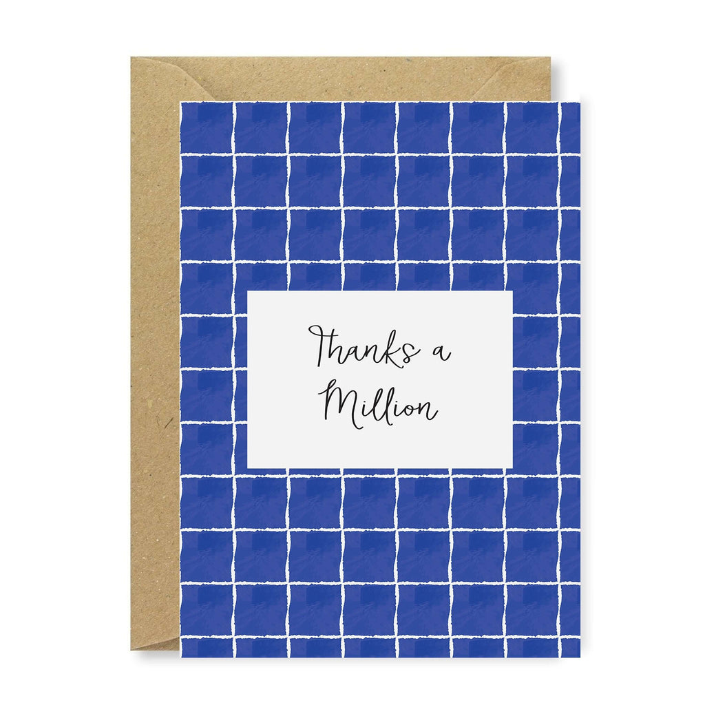 Thanks A Million Blue Squares Card Greeting Card Hue Complete Me €3.95