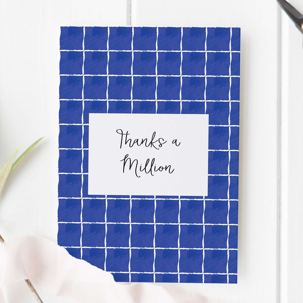 Thanks A Million Blue Squares Card Greeting Card Hue Complete Me €3.95