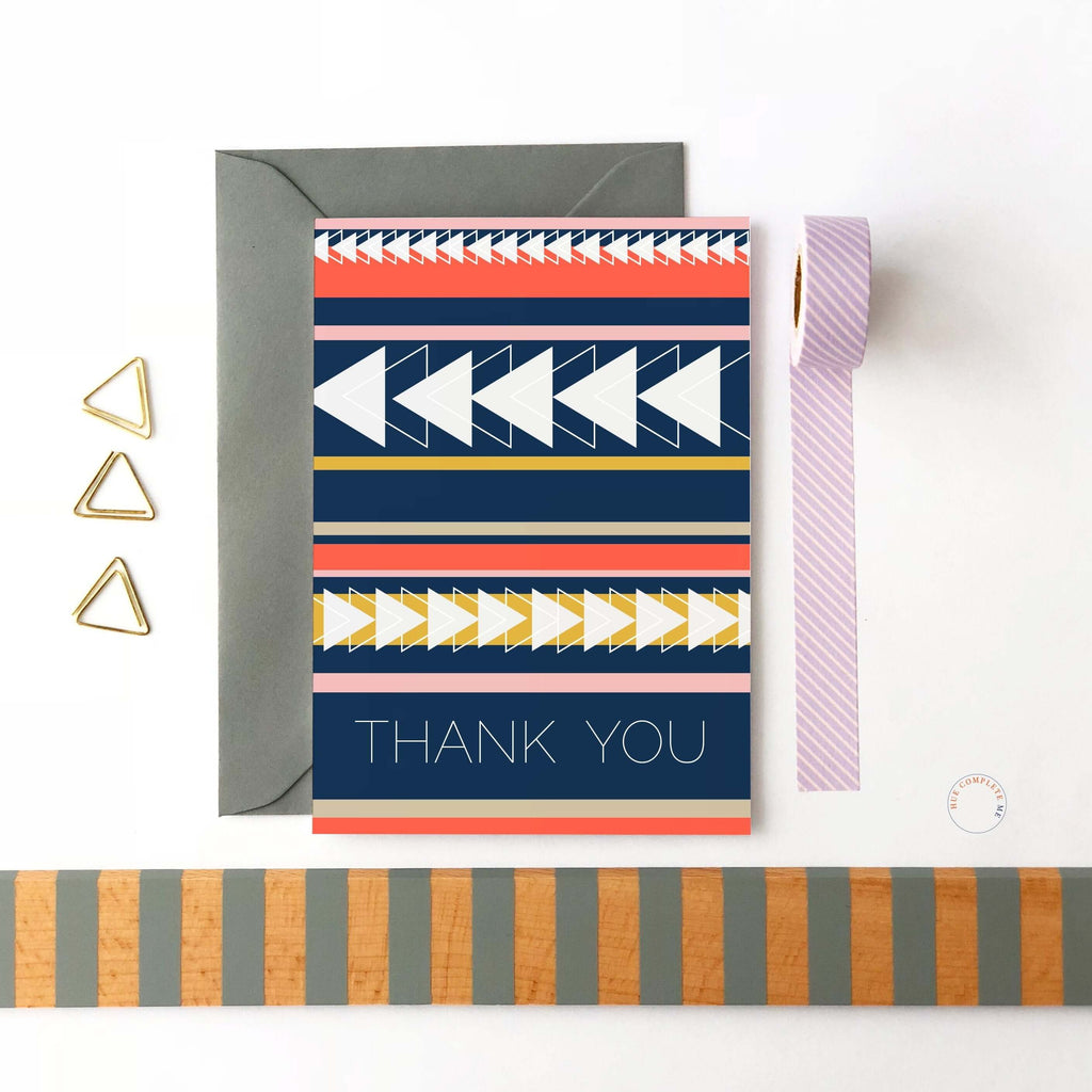 Triangle Pattern Thank You Card Greeting Card Hue Complete Me €2