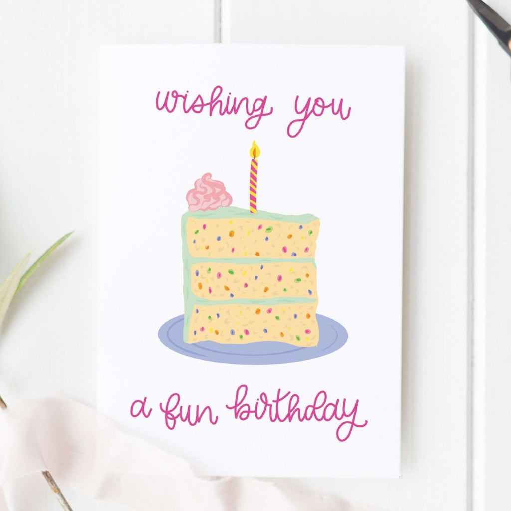 Wishing You A Fun Birthday Confetti Cake Card - Hue Complete Me