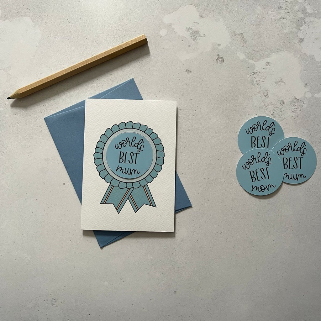 World's Best Mum Card and Sticker - Hue Complete Me