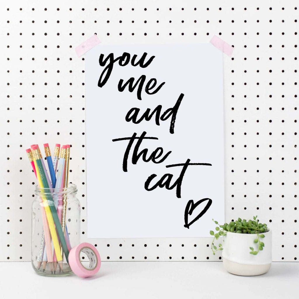 You Me And The Cat Art Print - Hue Complete Me